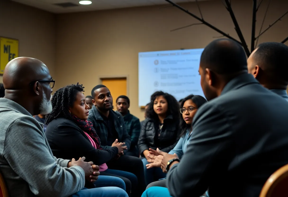 Community members discussing safety in response to juvenile crime