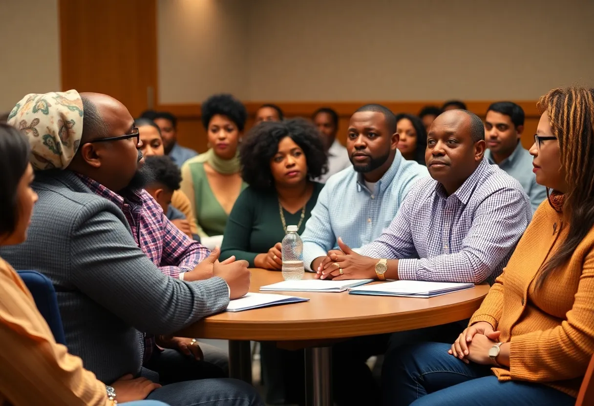 Residents of Memphis engaging in a community meeting about the school board