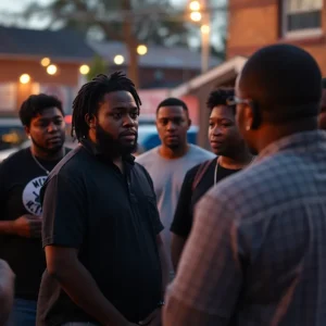 Community members gathering and discussing safety after shooting incident in East Memphis.