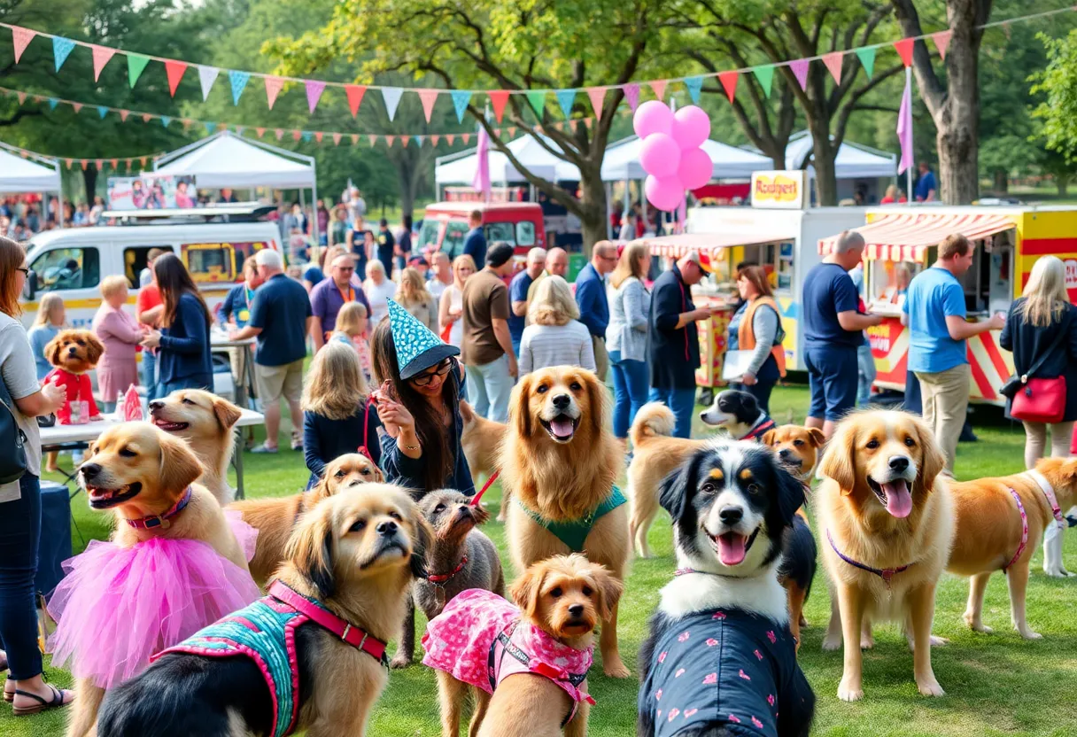 Dogs and their owners celebrating at Dogchella in Memphis