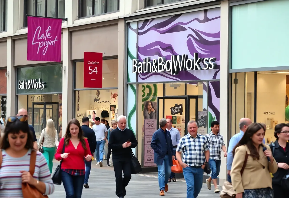 Busy shopping area featuring a Bath & Body Works store in East Memphis.