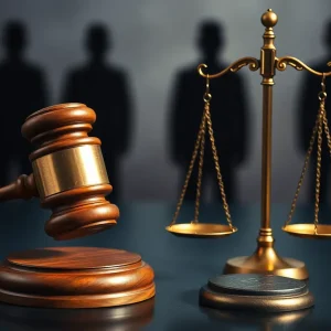 Symbolic representation of ethics with a gavel and scales of justice
