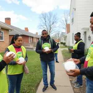 Volunteers distributing smoke detectors in Memphis neighborhood