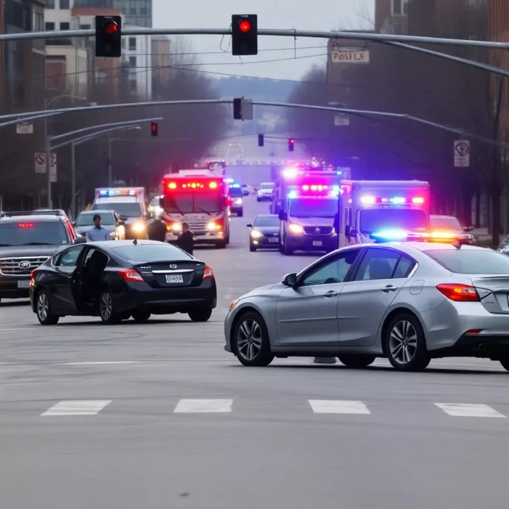 Emergency response at a car accident scene in Memphis