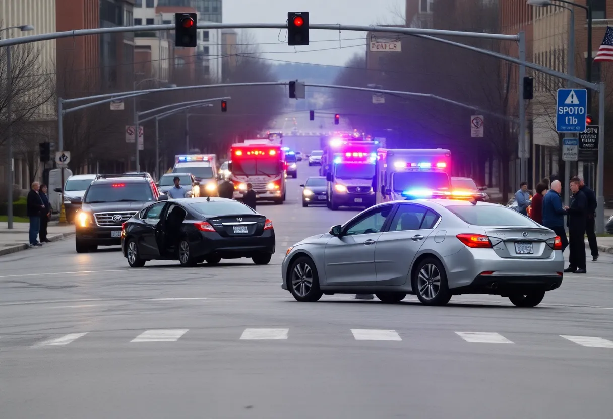 Emergency response at a car accident scene in Memphis