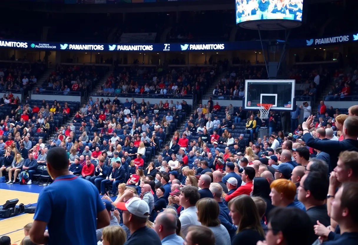 Excited Memphis basketball fans in the arena