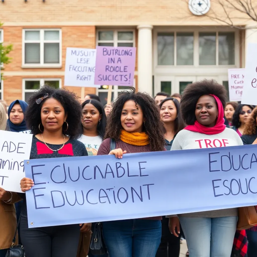 Community members rallying for immigrant education access