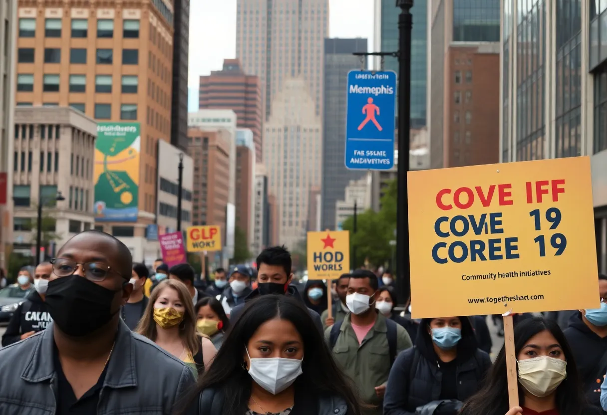 Community members in Memphis wearing masks and engaging in health initiatives