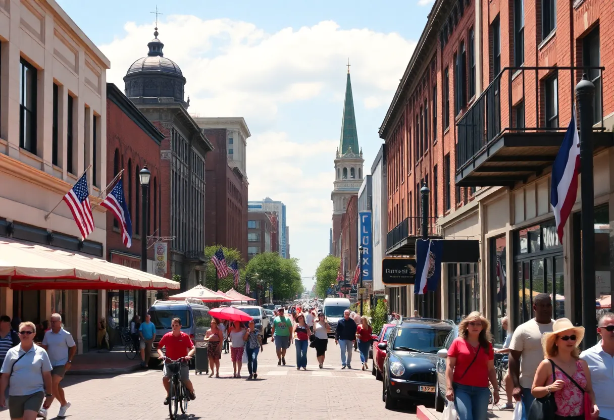 A colorful street in Memphis depicting local culture and community life.