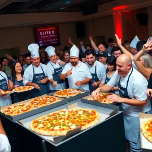 Memphis Elite 8 pizza competition with various pizzas