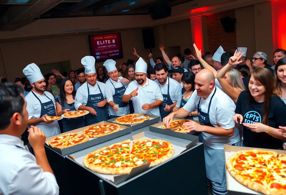 Memphis Elite 8 pizza competition with various pizzas