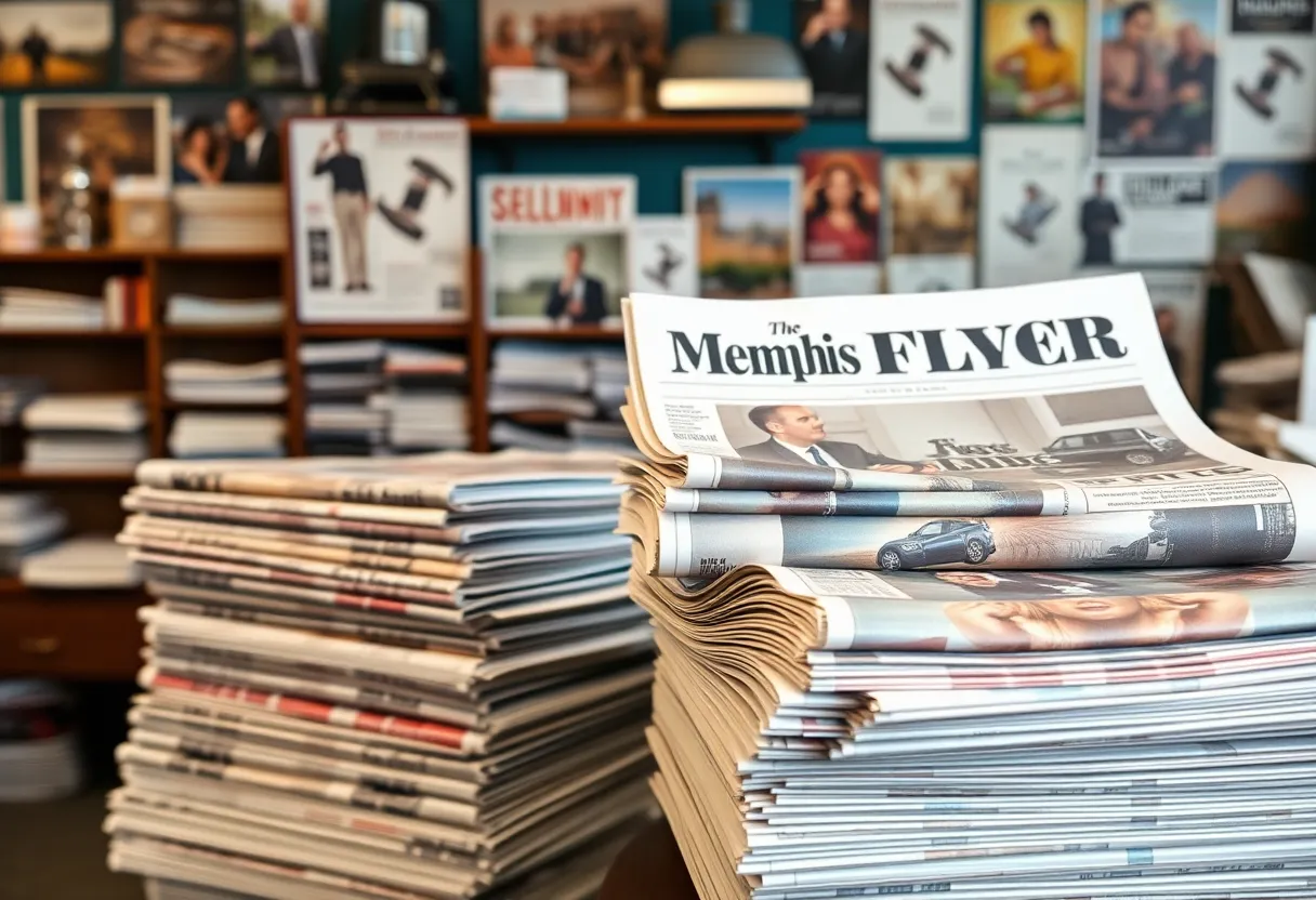 The vibrant workspace of the Memphis Flyer newspaper reflecting local news and community engagement.