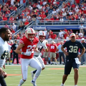 Memphis University football players showcasing skills at Pro Day