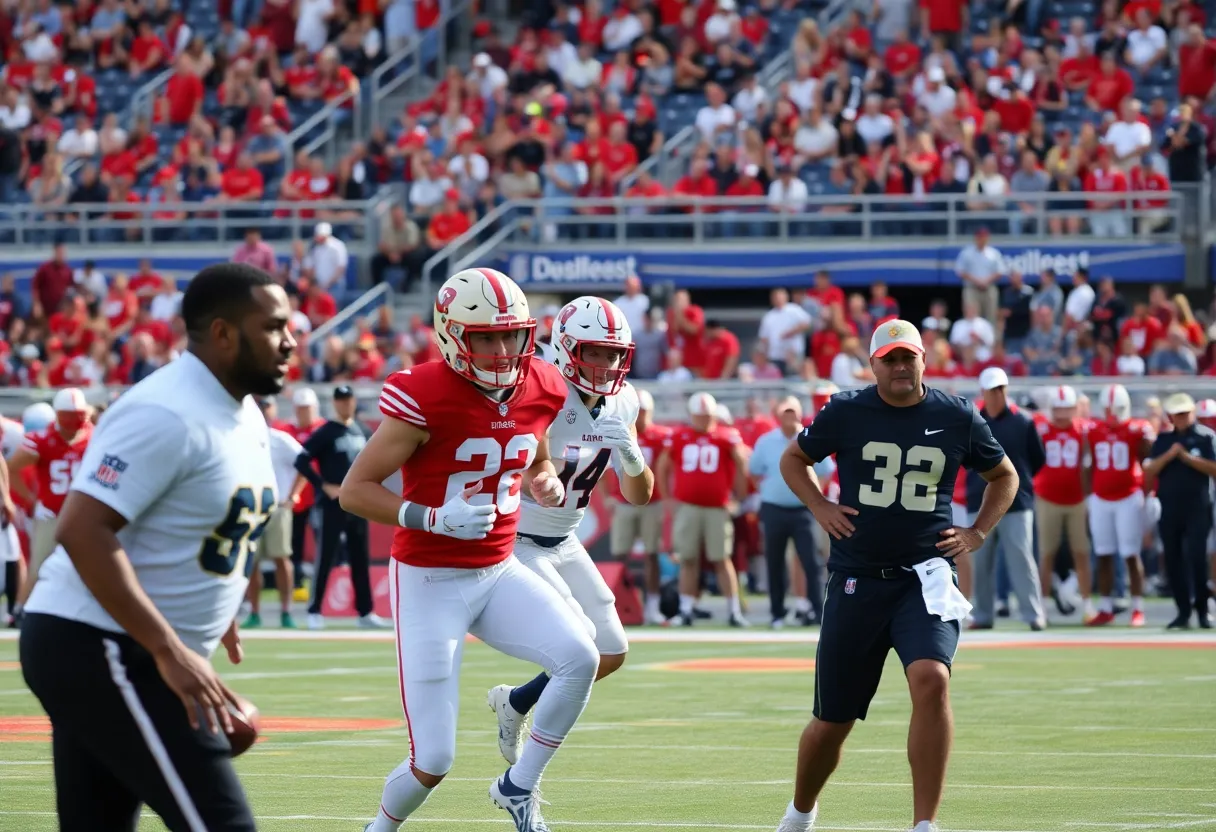 Memphis University football players showcasing skills at Pro Day