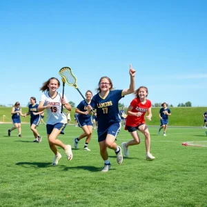High school lacrosse players in action during the Battle on the Greenbelt tournament in Memphis.