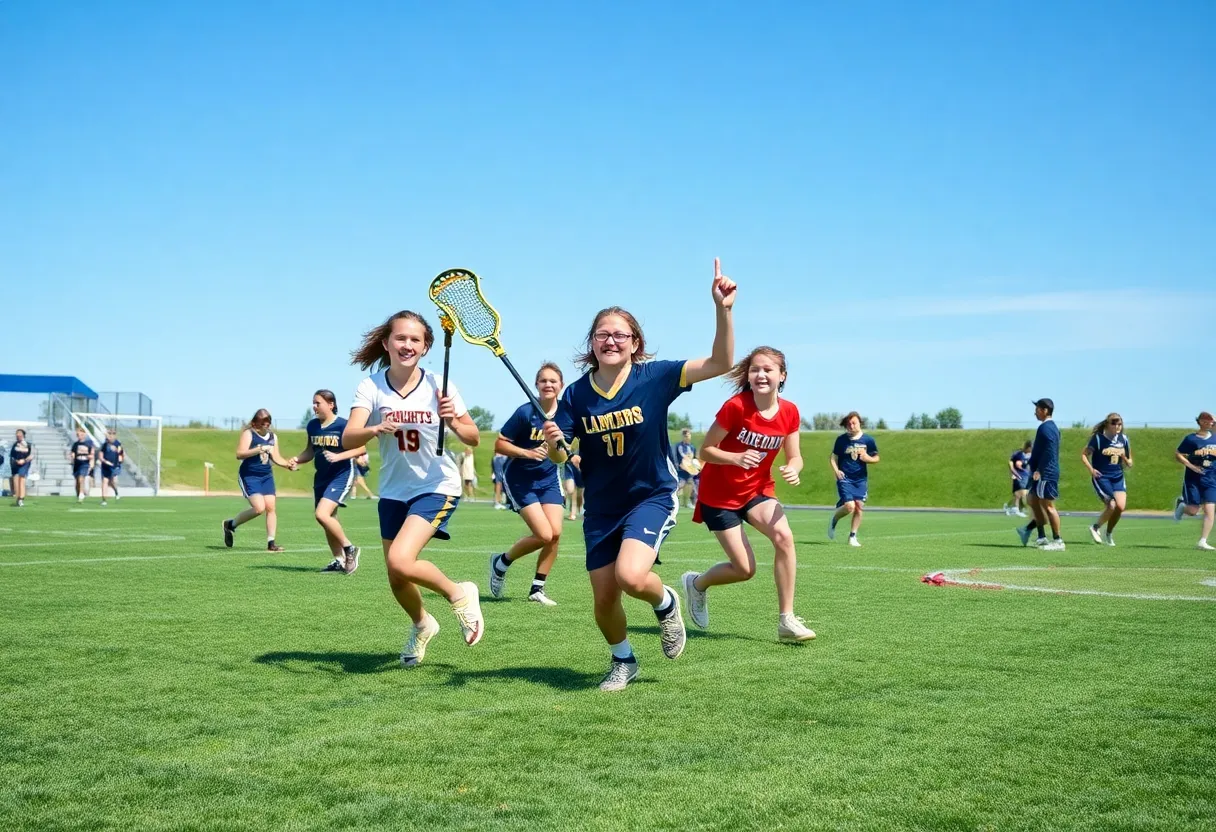 High school lacrosse players in action during the Battle on the Greenbelt tournament in Memphis.