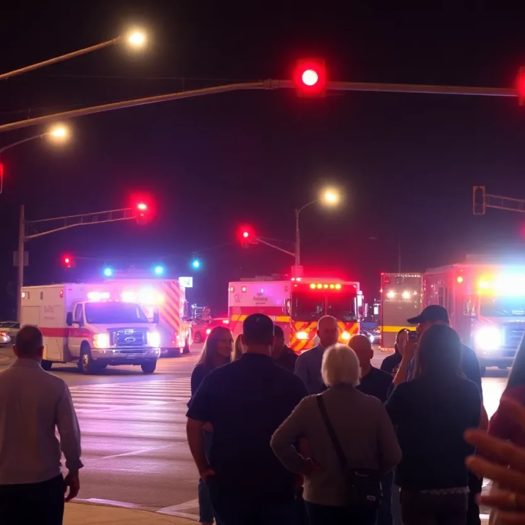 Scene of a hit-and-run incident in Memphis with emergency vehicles present