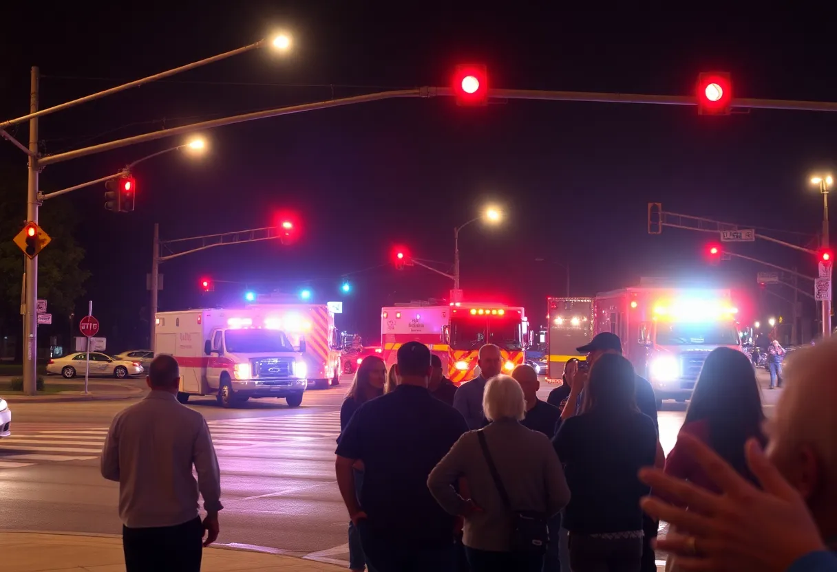 Scene of a hit-and-run incident in Memphis with emergency vehicles present