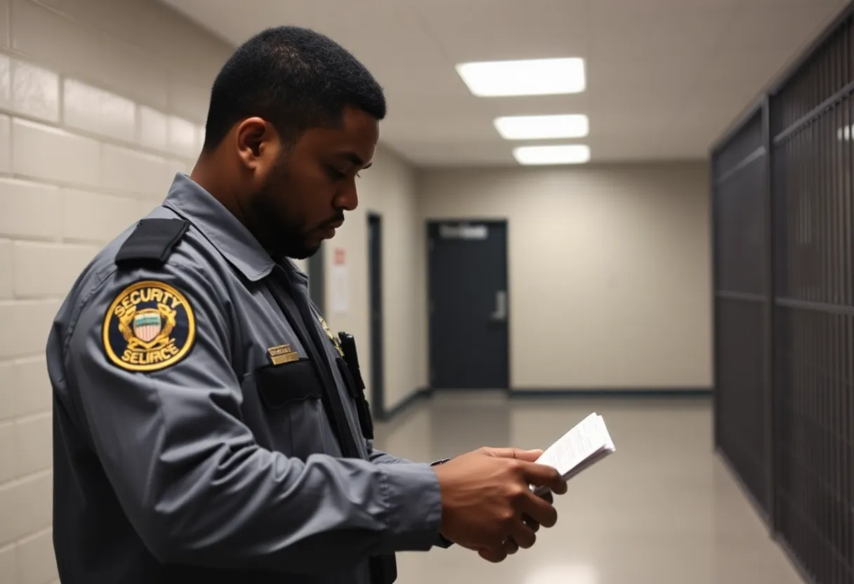 Security officers in a Memphis jail conducting a search