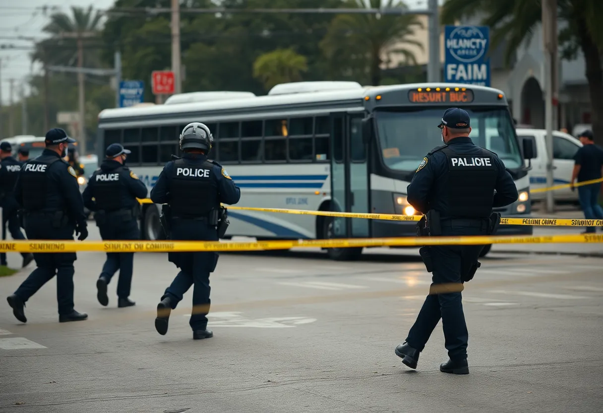 Police investigating a shooting incident involving a party bus.