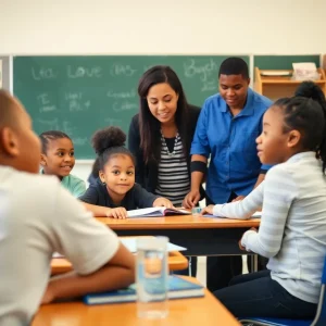 A diverse classroom scene in Memphis with students and teacher