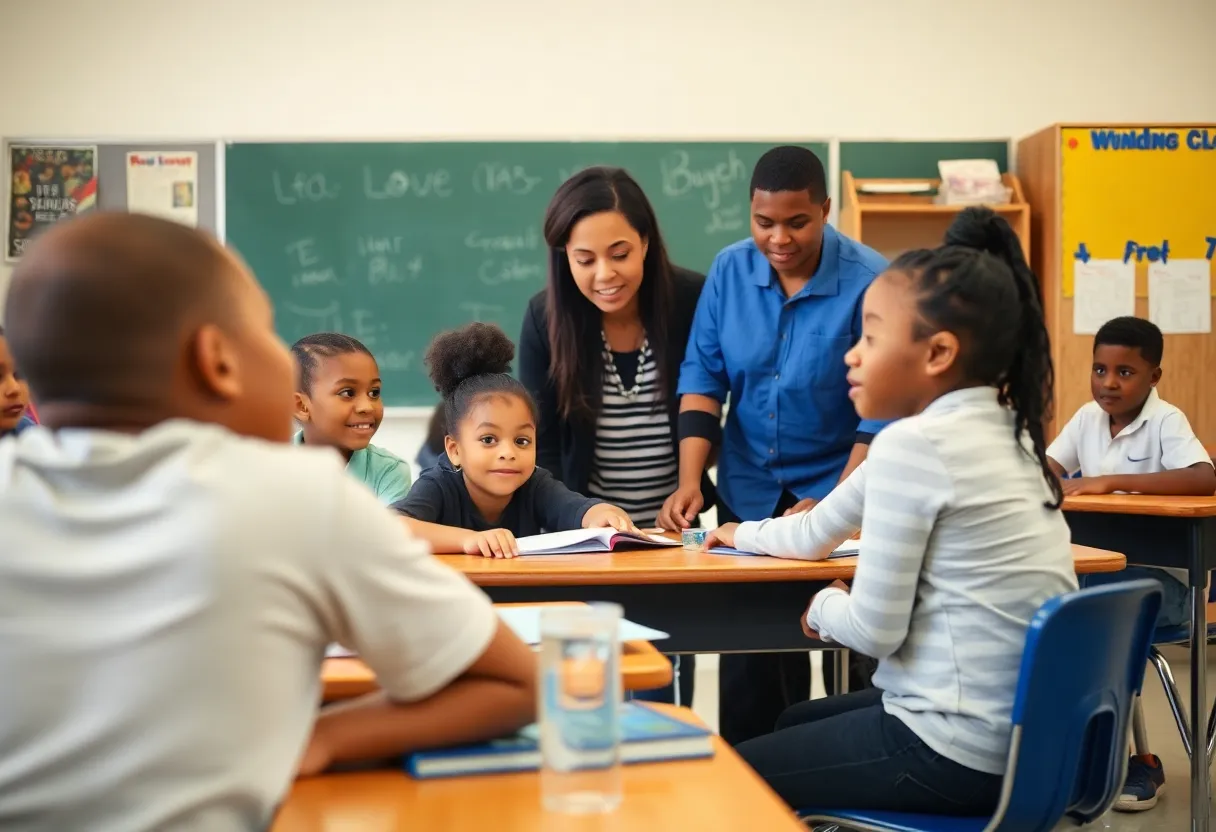 A diverse classroom scene in Memphis with students and teacher