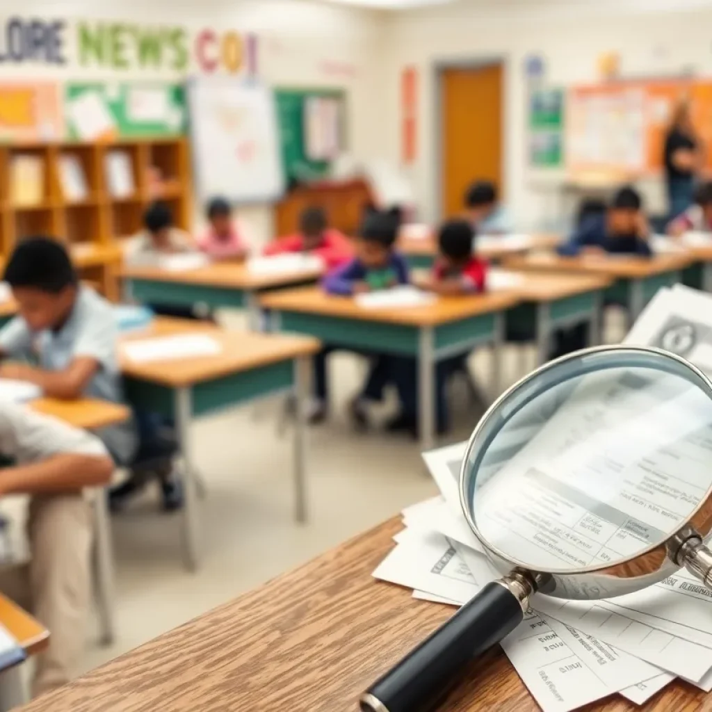 Illustration of Memphis school environment with financial documents