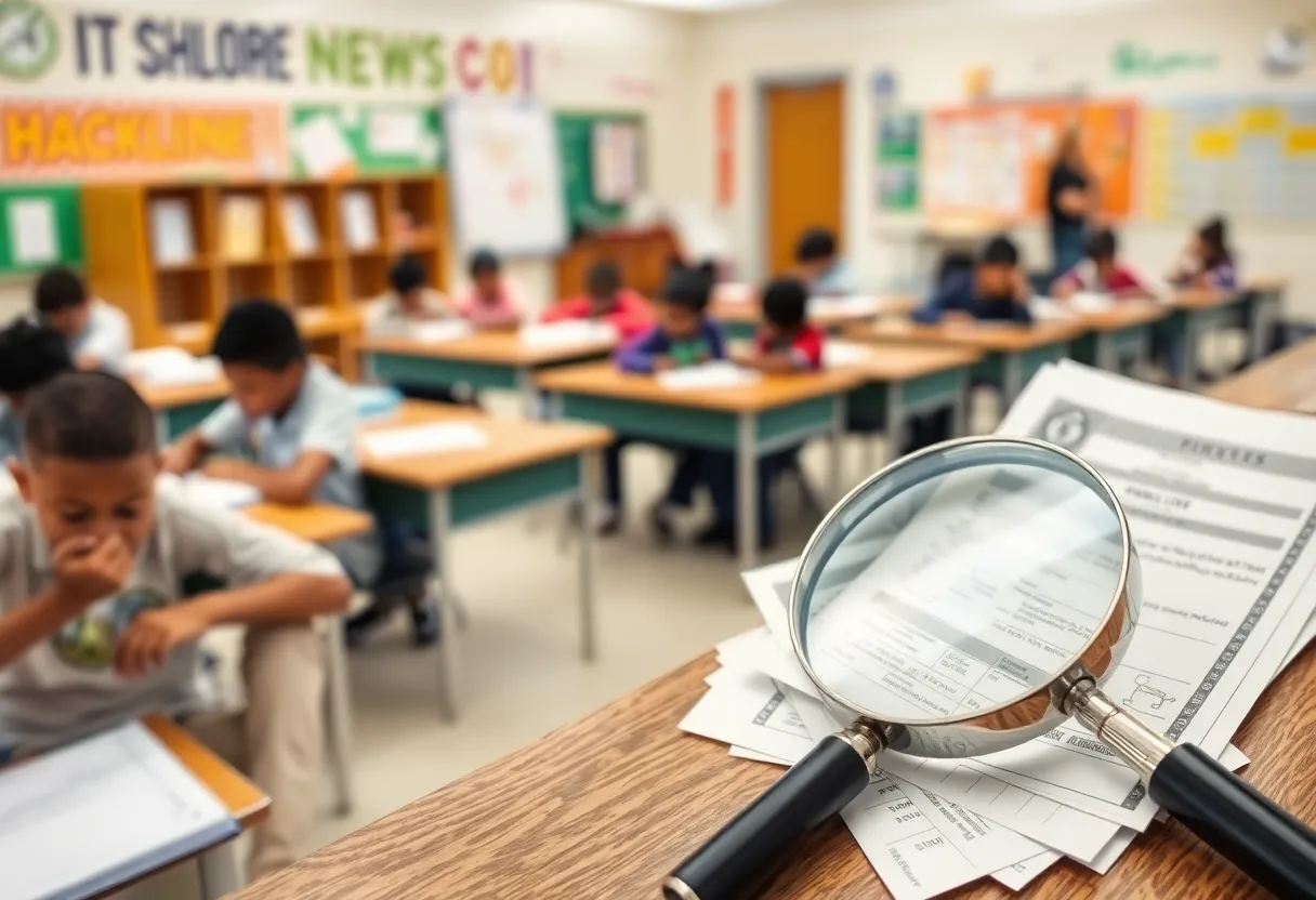 Illustration of Memphis school environment with financial documents