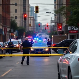 Police and emergency responders at the scene of a shooting in Memphis