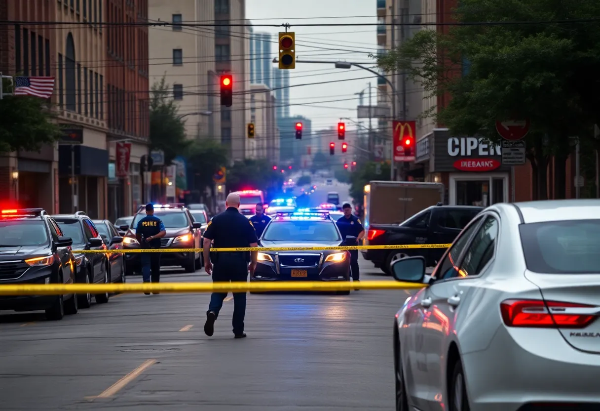 Police and emergency responders at the scene of a shooting in Memphis