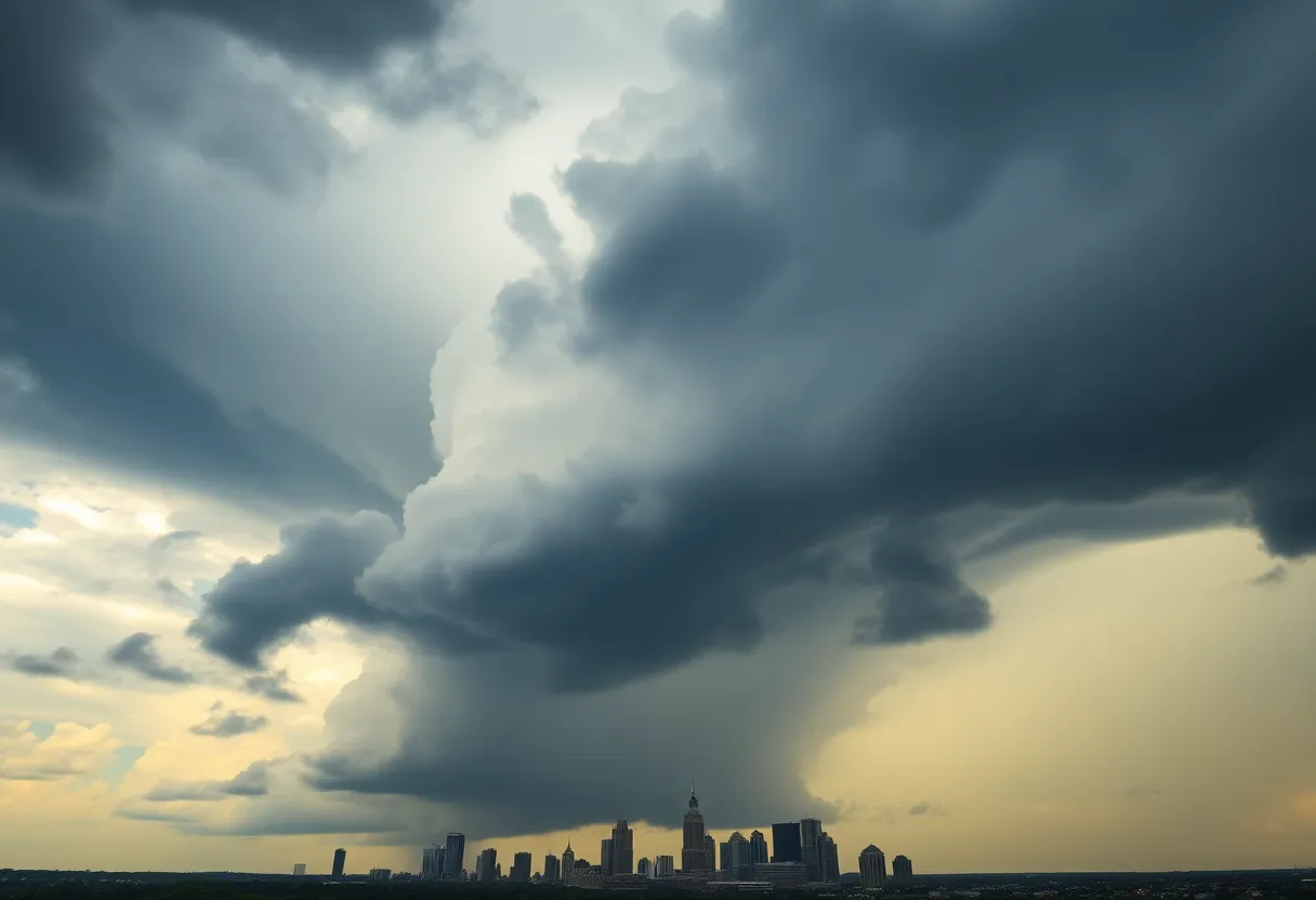 Dramatic storm clouds over Memphis showcasing tornado risks