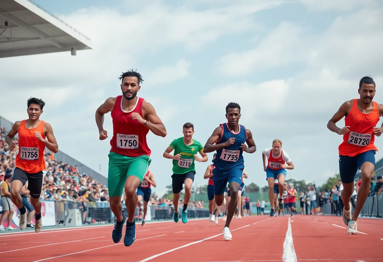 University of Memphis track and field athletes competing at the Rhodes Invitational