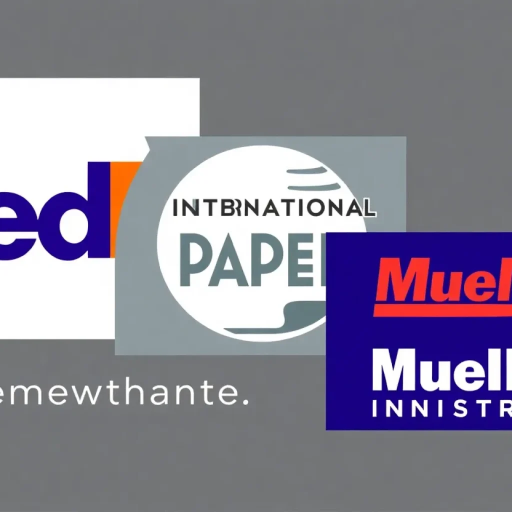 Logos of FedEx, International Paper, and Mueller Industries highlighting Memphis trust in business.