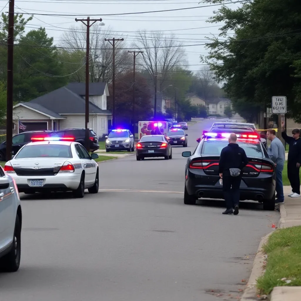 North Memphis neighborhood scene after a shooting incident with police presence