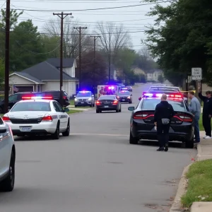North Memphis neighborhood scene after a shooting incident with police presence