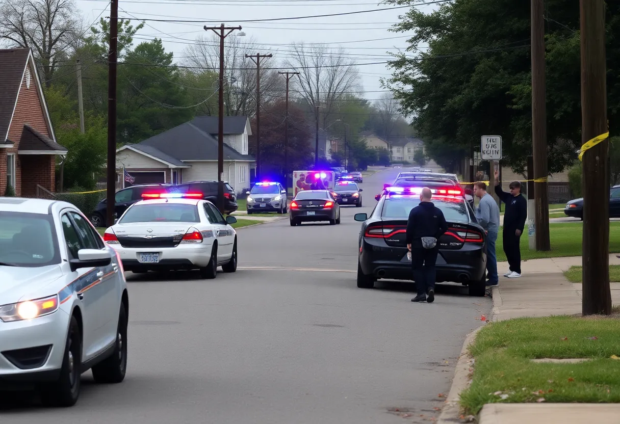 North Memphis neighborhood scene after a shooting incident with police presence