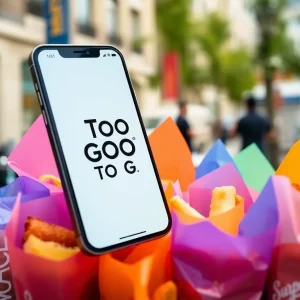 Screenshot of the Too Good To Go app featuring surprise bags of food