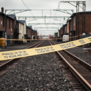 Police tape at a crime scene in Memphis railyard