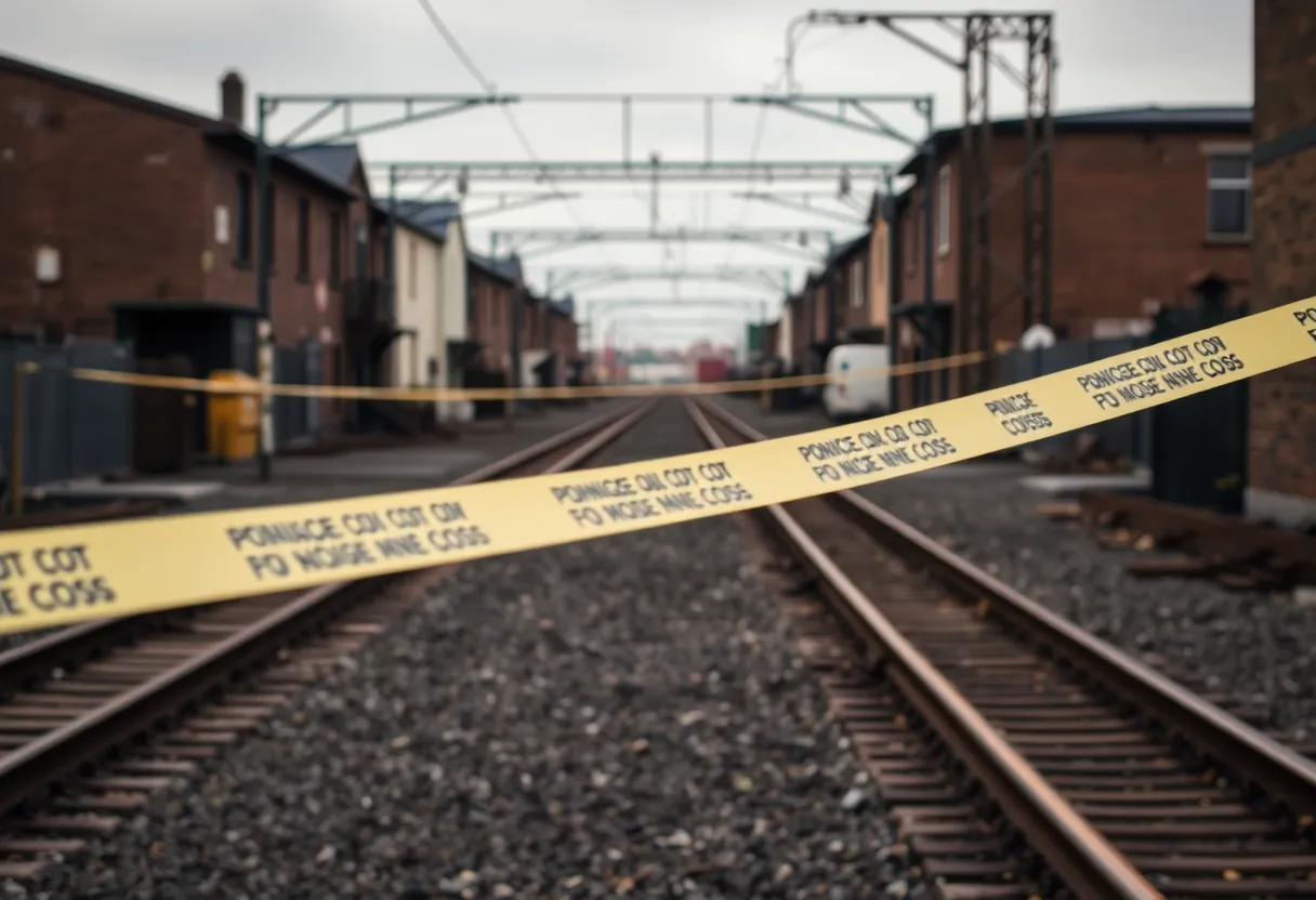 Police tape at a crime scene in Memphis railyard