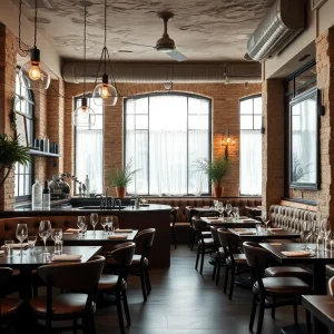 Elegant restaurant with vintage and modern decor