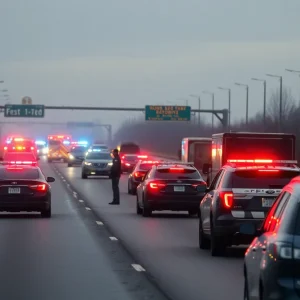 Police officers responding to a shooting incident on Interstate 40 in Memphis