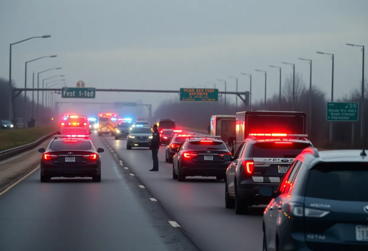 Police officers responding to a shooting incident on Interstate 40 in Memphis