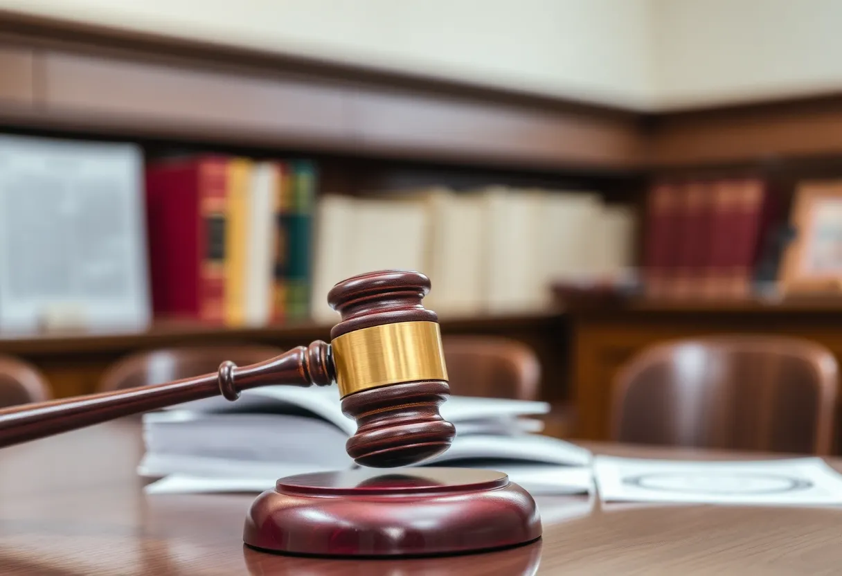 Empty gavel in a courtroom representing judicial independence