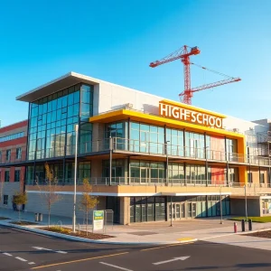 Construction scene of Frayser Community High School