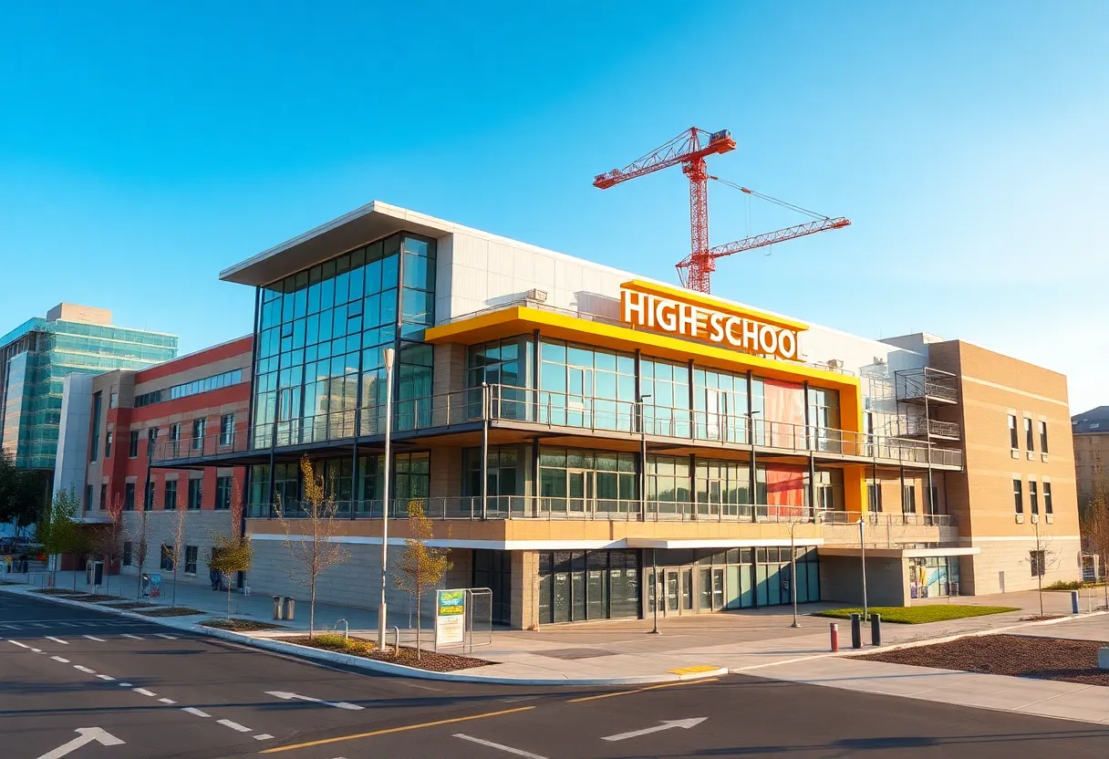 Construction scene of Frayser Community High School