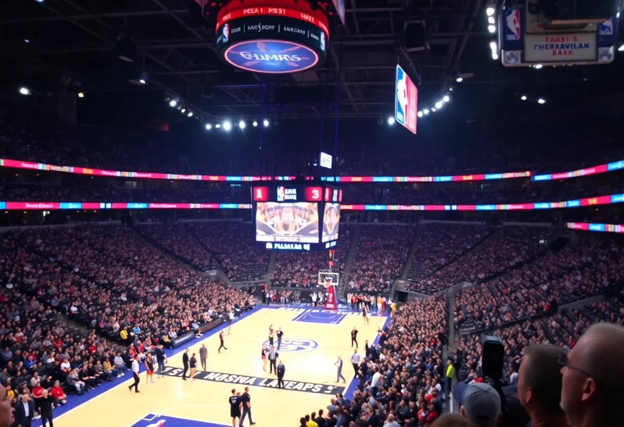 Memphis Grizzlies fans cheering during an NBA play-in game