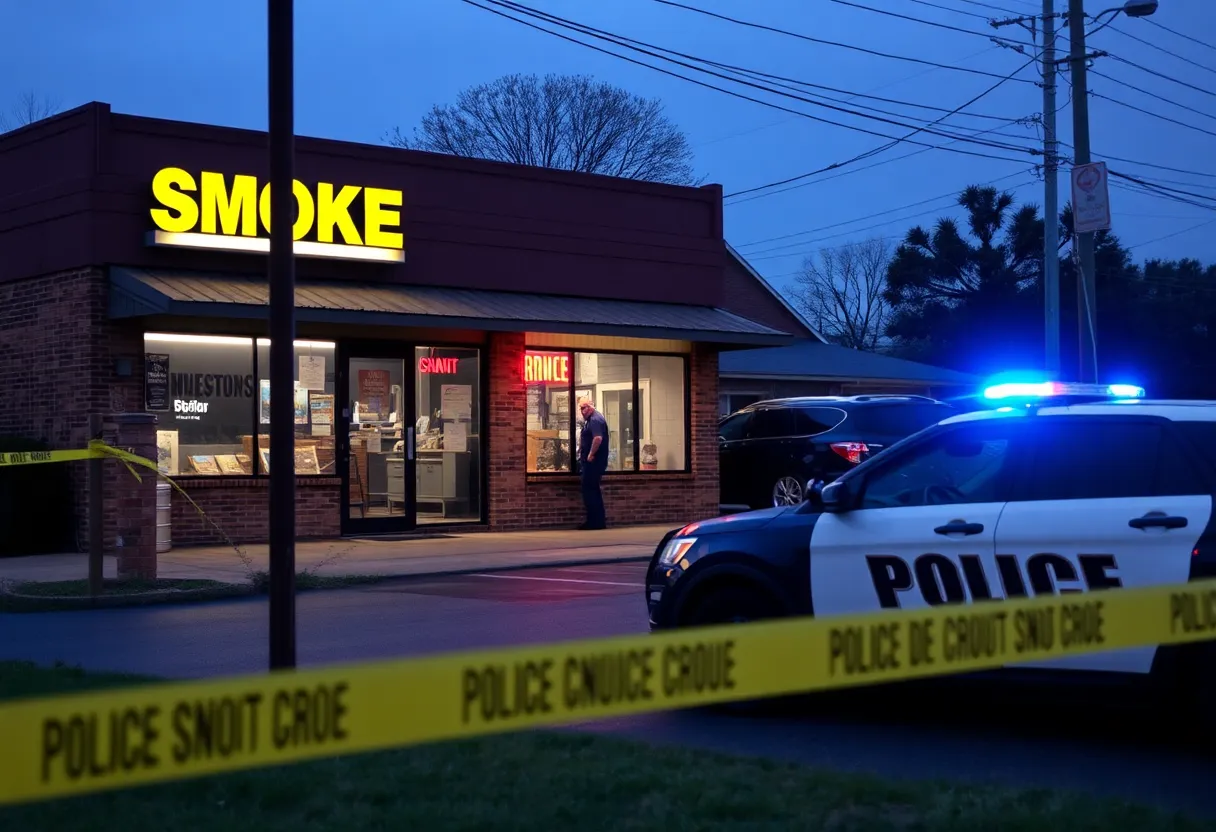 Police investigation at Airways Smoke Shop after a burglary