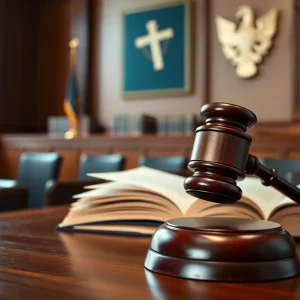 Symbolic representation of justice with a gavel and legal books