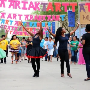 Colorful scene from Memphis Arts Weekend showcasing various arts activities