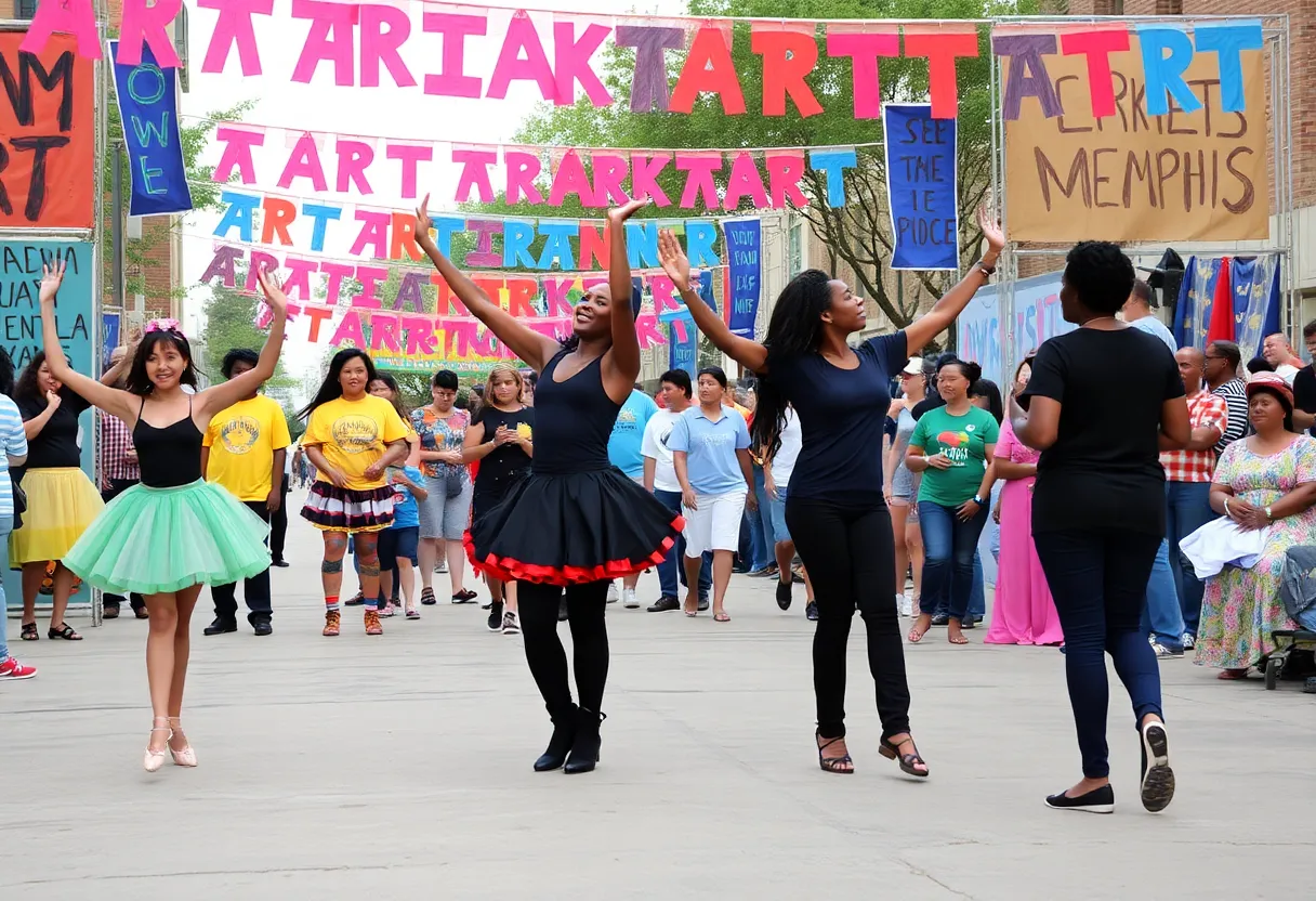 Colorful scene from Memphis Arts Weekend showcasing various arts activities